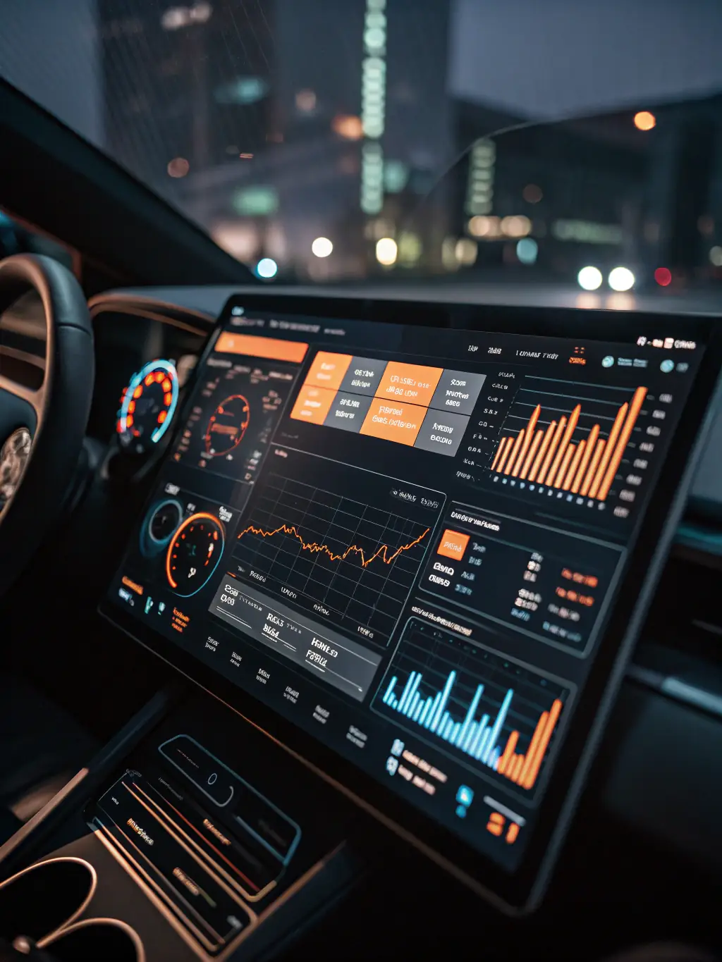 A dashboard displaying market analysis data with AI-driven insights, showing trends and predictions for various financial instruments.